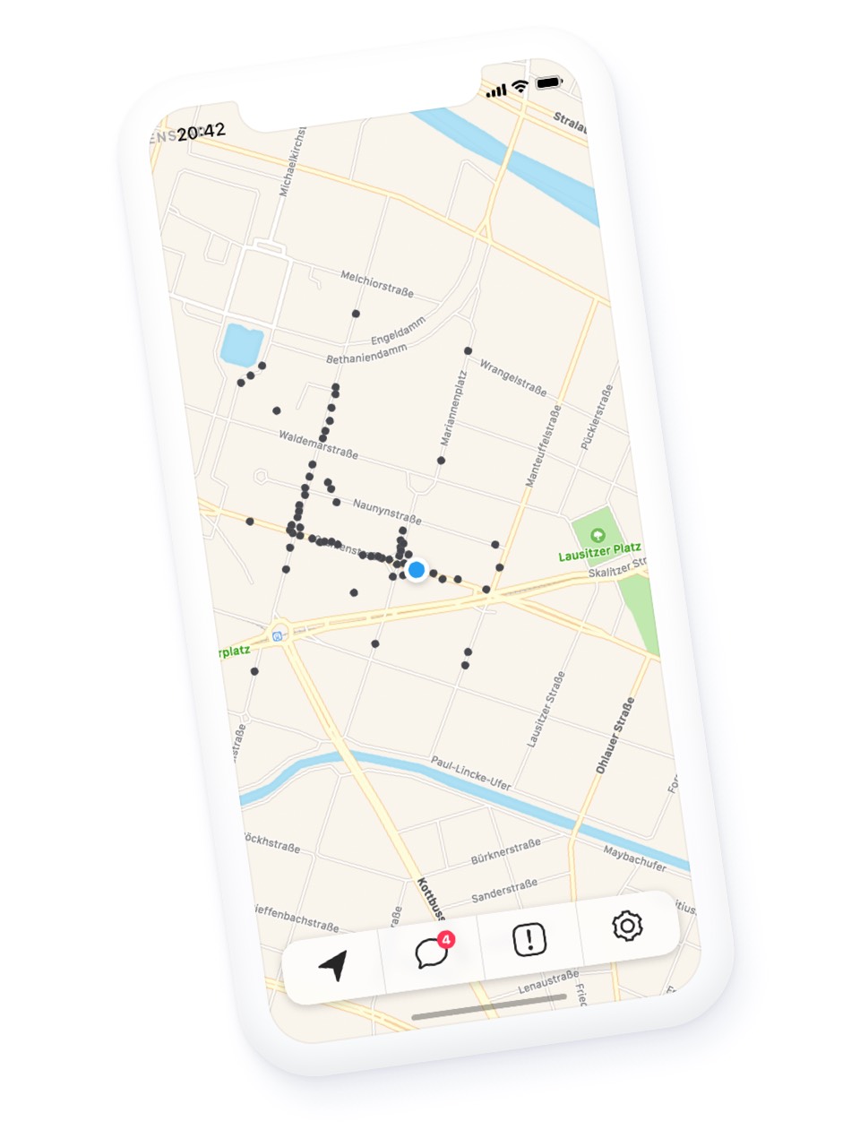 Screenshot of Critical Maps on a smartphone